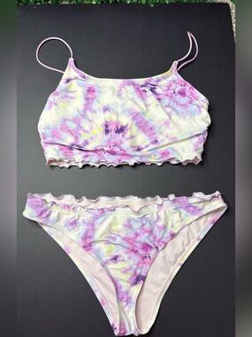 Wallflower Light Pink ruffle-Trim Bikini Top